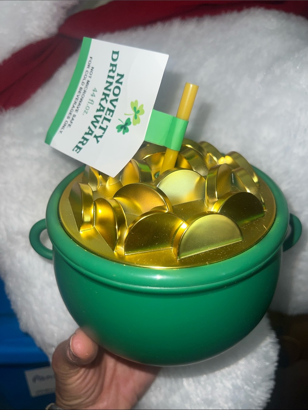 Pot of Gold luck 🍀with Gold Accent /straw